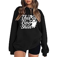 Women's Fashion Sweatshirtss Loose Halloween Print Sweater Fleece Long Sleeve Crewneck Fall Outfits