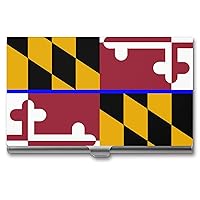 Maryland Blue Line Flag Business Name Card Holder Pocket Slim Wallet Credit Card ID Case for Men Women