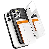 GOOSPERY Magnetic Door Bumper Compatible with iPhone 13 Pro Case, Card Holder Wallet Case, Easy Magnet Auto Closing Protective Dual Layer Sturdy Phone Back Cover - White