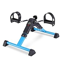 Lightweight Indoor Foldable Exercise Bike, Portable Arm Leg Trainer with LCD Display, Small Pedal Fitness Bike, Adjustable Resistance