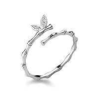 Sparking Zircon Cute Butterfly Wings Slub Ring for Women 925 Silver Simple Open Free Size Ring Jewelry