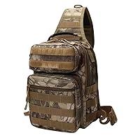 Sling Bag Small Shoulder Chest Pack Cross-body Molleone Strap Carry Bag for Sport Travel Hiking, Brown Camouflage
