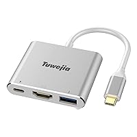 Tuwejia USB C to HDMI Multiport Adapter USB 3.1 Gen 1 Thumderbolt 3 to HDMI 4K Video Converter /USB 3.0 hub Port PD Quick Charging Port with Large Projection