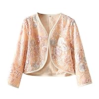 Summer national style retro embroidery small jacket sequins embroidery small fragrant wind shawl cardigan