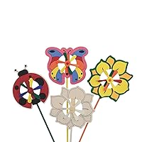 Butterfly, Flower, and Ladybug Pinwheels Craft Kit (Pack of 12)