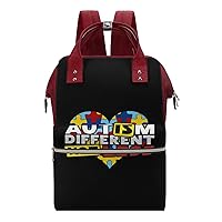Autism Awareness Heart Waterproof Mommy Bag Diaper Bag Backpack Multifunction Large Capacity Travel Bag