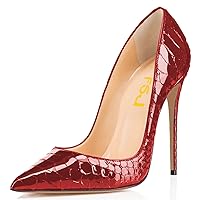 FSJ Women Formal Pointed Toe Pumps High Heel Sexy Stilettos Slip On Office Cute Evening Dress Shoes Size 4-15 US