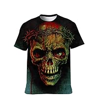 Mens Funny-Graphic T-Shirt Cool-Tees Funny-Vintage Short-Sleeve Crazy Skull Hip Hop: Youth Boyfriend Unique Popular Gifts