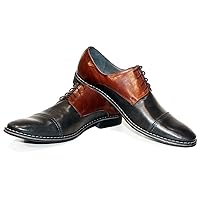 Modello Galanto - Handmade Italian Mens Color Black Oxfords Dress Shoes - Cowhide Smooth Leather - Lace-Up
