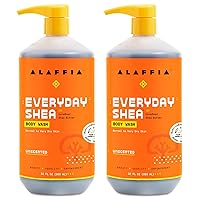Everyday Shea Body Wash, Naturally Helps Moisturize and Cleanse Without Stripping Natural Oils with Fair Trade Shea Butter, Neem, and Coconut Oil, Unscented, 2 Pack - 32 Fl Oz Ea