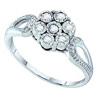 The Diamond Deal Sterling Silver Womens Round Diamond Illusion-set Flower Cluster Ring 1/8 Cttw