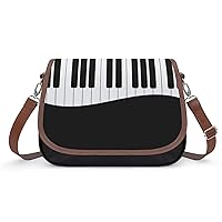 Black and White Piano Keys Shoulder Bag for Women Trendy Crossbody Purses Leather Handbag Clutch Tote Bags