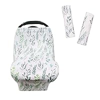DILIMI Leaf Baby Car Seat Cover & Car Seat Belt Cover Set, Soft Breathable Infant Multifunctional Cover and Car Seat Neck Cover for Boys Girls