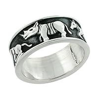 Sterling Silver 9mm Wedding Band Hunting Ring for Men and Women Handmade Oxidized size 6-13