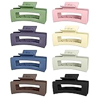 8pcs Hair Clips Set, Non-slip Hair Claw Clips Acrylic Banana Rectangle Claw Clips Matte Hair Clips Hair Clamps Hair Styling Accessories for Women Girls Thin to Thick Hair (3.5 inch, Colorful Series)