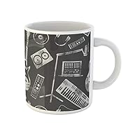 Coffee Mug Music Production Speaker Laptop Headphones Microphone Amplifier Plate Synthesizer 11 Oz Ceramic Tea Cup Mugs Best Gift Or Souvenir For Family Friends Coworkers