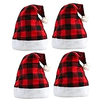 ERINGOGO 4pcs Santa Hat Christmas Headwear Party Hats for Adults Christmas Santa Cap Sweater Fedora Hat Santa Claus Hat Costume Bonnet Santa Beanie Caps Aldult Plush Child Decorative Hat