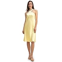 LilySilk 100% Silk Dress for Women 22 Momme Charmeuse Silk Halter Neck Dresses for Party Vacation