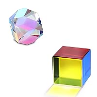 HDCRYSTALGIFTS Color Cube Prism 20mm and 25mm Colorful Crystal Optic Prism Cube for Home Decor