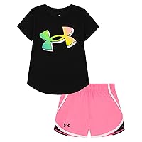 Under Armour baby-girls Short Sleeve Shirt and Shorts Set, Durable Stretch and Lightweight