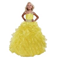 Ruffled Ball Gowns Girls' One Shoulder Pageant Dresses