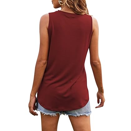Hount Women's High Neck Tank Tops Summer Sleeveless T Shirts Loose Fit with Pockets