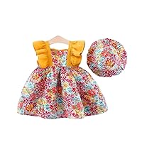 Baby Girls Boho Floral Summer Dress Sleeveless Ruffle Slip Halter Shirt Two Piece Set Outfit for 0-2 Newborn Toddler