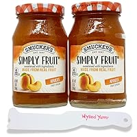 Apricot Fruit Spread Bundle with (2) 10 Ounce Jars of Smucker’s Simply Fruit Apricot Spread and (1) Spreader Plastic Knife and Jar Scraper