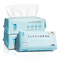 ITO Disposable Face Towel, 60 Count Biodegradable Facial Tissue, Ultra-Soft & Thick Cleansing Towels for Sensitive Skin, Makeup Remover Dry Wipes (3 Pack)