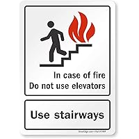 SmartSign - U1-1021-ND_5x7 In Case Of Fire Do Not Use Elevators, Use Stairways Label By | 5