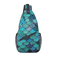 Sling Backpack Bag Mermaid Print Crossbody Chest Bag Adjustable Shoulder Bag Travel Hiking Daypack Unisex