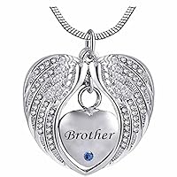 Heart Cremation Urn Necklace for Ashes Urn Jewelry Memorial Pendant with Fill Kit and Gift Box - Always on My Mind Forever in My Heart for Brother(September)