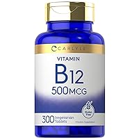 Vitamin B-12 500mcg | 300 Tablets | Vegetarian, Non-GMO, Gluten Free Supplement