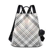ALAZA Plaid in Pink Gray And White Backpack with Keychain for Woman