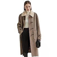 Coat For Women - Dual Pocket Borg Collar Duffle Overcoat