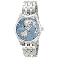 Hamilton Watch Jazzmaster Open Heart Lady Swiss Automatic Watch 36mm Case, Blue Dial, Silver Stainless Steel Bracelet (Model: H32215140)