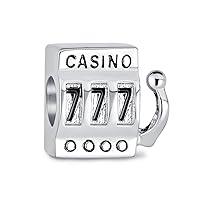 Travel Vacation Good Luck Casino Ace Of Hearts Poker Player Tourism Las Vegas Lucky Cards Slot Machine Dangle Charm Bead .925 Sterling Silver Fits European Bracelet