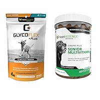 VetriScience Glycoflex Plus Clinically Proven Hip & Joint Supplement for Dogs, 60 Chews & Canine Plus MultiVitamin for Senior Dogs, 60 Chews