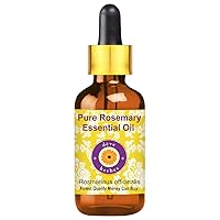 Deve Herbes Pure Rosemary Essential Oil (Rosmarinus officinalis) with Glass Dropper Steam Distilled 100ml (3.38 oz)
