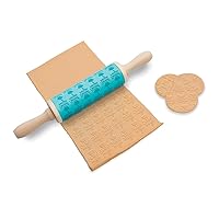 Luckies Of London Personalized Rolling Pin For Baking - Message Embossing Pastry Dough Wooden Roller With 3 Stamps