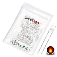 Chanzon 100 pcs 3mm Orange LED Diode Lights (Clear Round Transparent DC 2V 20mA) Bright Lighting Bulb Lamps Electronics Components Indicator Light Emitting Diodes
