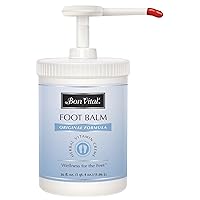 Bon Vital' Original Foot Balm for Dry Cracked Feet and Heels, Promotes Healthy Feet and Speeds Healing for Blisters and Abrasions on Heel, Increases Circualtion in Feet, 36 Oz Pump Jar