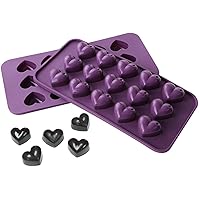Webake Candy Molds Silicone Heart Chocolate Molds 15 Cavity for Gummy, Jello, Fondant, Ice Cube, Crayon, Resin, Pack of 2 (Purple)