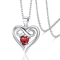 Silvora Sterling Silver Feminine Heart/Infinity Birthstone Pendant Necklace for Woman Teen Girls with Delicate Gift Packaging
