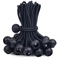 PerkHomy 30 PCS Ball Bungee Cord 6 Inch Heavy Duty Bungie Cord Balls for Tarp Tie Down Canopy Camping Tents Cargo Holding Wire Hoses Patio Umbrellas Awning (30pc Black)