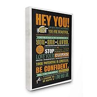 Hey You Inspirational Neon Word Design Canvas, Multi-Color