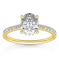 PAVOI 14K Gold Plated Engagement Ring For Women | Wedding Ring For Women | Oval Womens Fake Engagement Ring