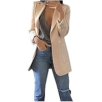 Women Open Front Blazers Casual Long Sleeve Work Office Jacket Business Cardigan Solid Dressy Suit Coat Tops