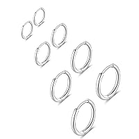 316L Surgical Stainless Steel Huggie Hoop Earrings 6mm 8mm 10mm 11mm 12mm 14mm Hypoallergenic Earrings Hoop Cartilage Helix Lobes Hinged Sleeper Earrings For Men Women Girls