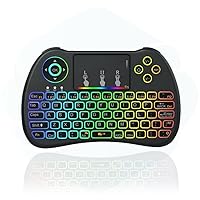Mini Keyboard, 2.4GHz Mini Wireless keyboard with Touchpad, LED Backlit, Rechargable Li-ion Battery for Smart TV,PC,Windows